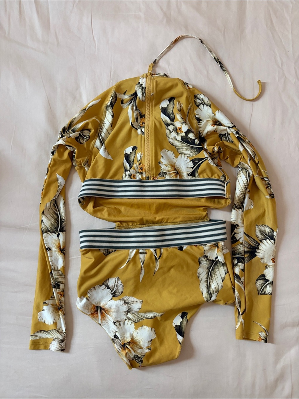 Rip Curl Mustard Floral Long-Sleeve One-Piece Swimsuit - Picture 2 of 3